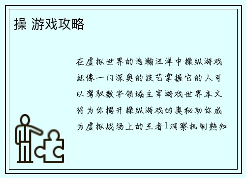 操 游戏攻略